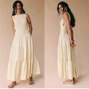 Free People Sterling Smocked Side Tie Maxi Dress